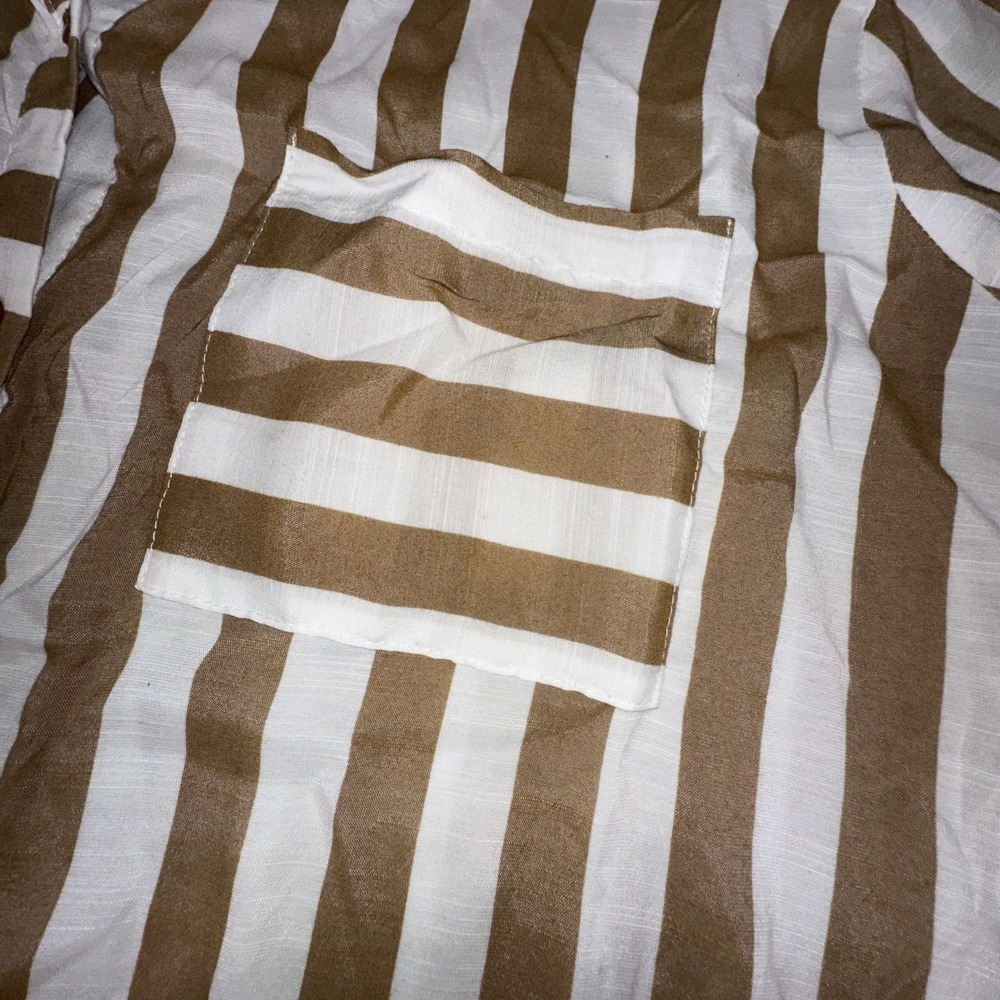 STUDIO 1886 Brown White Striped Collared Button Down Tunic Shirt 2XL Blouse EUC - Picture 3 of 6